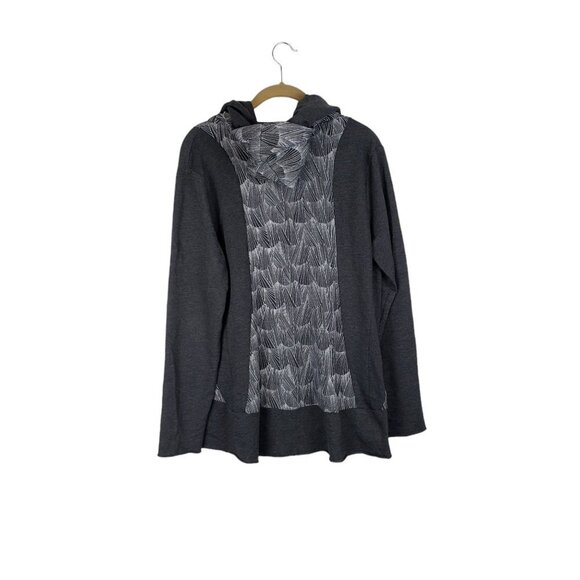 Prana Graceful Wrap Hooded Cardigan Gray Moon Rock Open Front Womens Size Medium - Picture 2 of 6